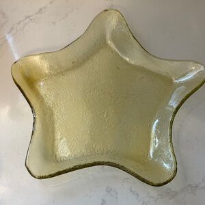 Vintages textured glass Star Dish pale yellow artisan slumped glass